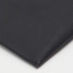 Pre Owned Prada Black Saffiano Lux Leather Zip Slim Pouch