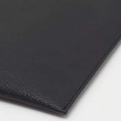 Pre Owned Prada Black Saffiano Lux Leather Zip Slim Pouch