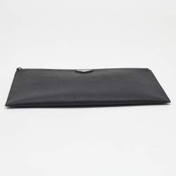 Pre Owned Prada Black Saffiano Lux Leather Zip Slim Pouch