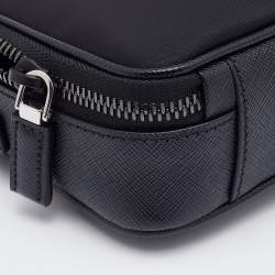 Prada Black Re-Nylon and Saffiano Leather Brique Crossbody Bag