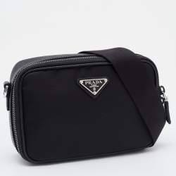 Prada Black Re-Nylon and Saffiano Leather Brique Crossbody Bag