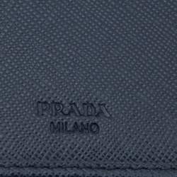 Pre Owned Prada Navy Blue Saffiano Leather Travel Long Wallet