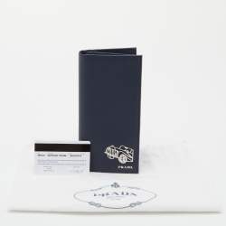 Pre Owned Prada Navy Blue Saffiano Leather Travel Long Wallet
