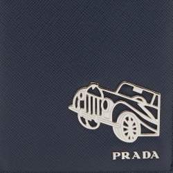 Pre Owned Prada Navy Blue Saffiano Leather Travel Long Wallet