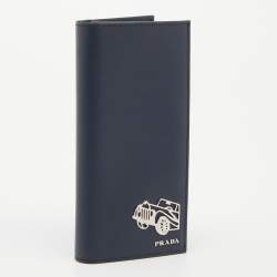 Pre Owned Prada Navy Blue Saffiano Leather Travel Long Wallet