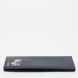 Pre Owned Prada Navy Blue Saffiano Leather Travel Long Wallet