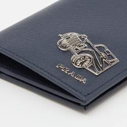Pre Owned Prada Navy Blue Saffiano Leather Travel Long Wallet