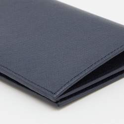 Pre Owned Prada Navy Blue Saffiano Leather Travel Long Wallet