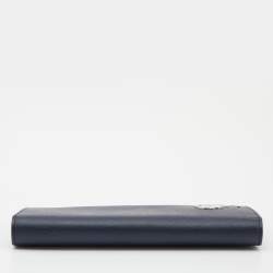 Pre Owned Prada Navy Blue Saffiano Leather Travel Long Wallet