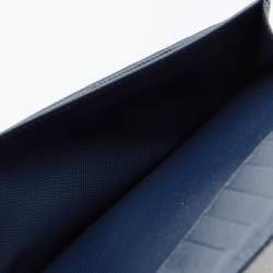 Pre Owned Prada Navy Blue Saffiano Leather Travel Long Wallet
