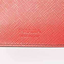 Pre Owned Prada Black Saffiano Metal Leather Triangle Logo Bifold Wallet