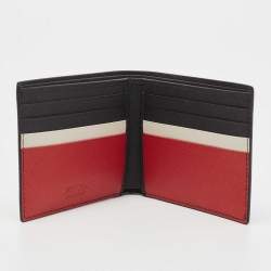 Pre Owned Prada Black Saffiano Metal Leather Triangle Logo Bifold Wallet