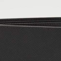 Pre Owned Prada Black Saffiano Metal Leather Triangle Logo Bifold Wallet
