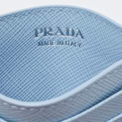 Pre Owned Prada Blue Saffiano Metal Leather Card Holder