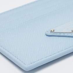 Pre Owned Prada Blue Saffiano Metal Leather Card Holder
