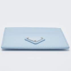 Pre Owned Prada Blue Saffiano Metal Leather Card Holder