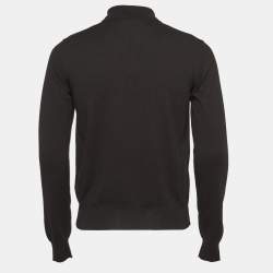 Pre Owned Prada Black Rib Knit Long Sleeve Polo T-Shirt M