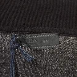 Pre Owned Prada Black Rib Knit Long Sleeve Polo T-Shirt M