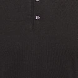 Pre Owned Prada Black Rib Knit Long Sleeve Polo T-Shirt M