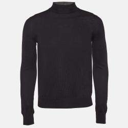 Prada Black Wool Rib Knit Turtle Neck Sweater XS