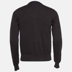 Pre Owned Prada Black Cotton Rib Knit Crew Neck Sweater XS