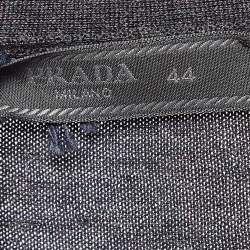 Prada Grey Wool Rib Knit Cardigan XS