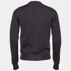 Prada Grey Wool Rib Knit Cardigan XS