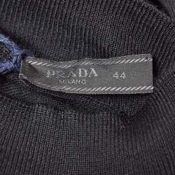 Pre Owned Prada Black Wool Rib Knit Turtle Neck Sweater XS