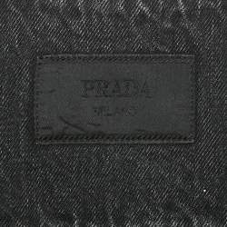 Prada Black Washed Denim Collarless Jacket XS