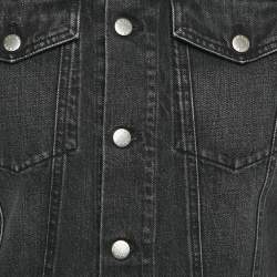 Prada Black Washed Denim Collarless Jacket XS