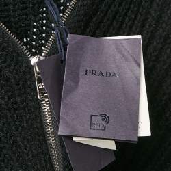 Prada Black Rib Knit Zip-Up Cardigan L