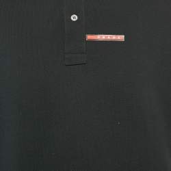 Pre Owned Prada Black Cotton Pique Polo T-Shirt XXL