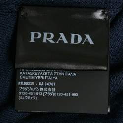 Prada Navy Blue Silk and Cotton Polo T-Shirt M