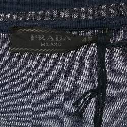 Prada Navy Blue Silk and Cotton Polo T-Shirt M