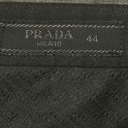Pre Owned Prada Grey Wool Buttoned Straight Fit Trouser XL