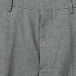 Pre Owned Prada Grey Wool Buttoned Straight Fit Trouser XL