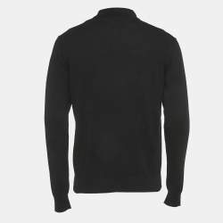 Pre Owned Prada Black Cotton Knit Collared Sweatshirt M