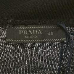 Pre Owned Prada Black Cotton Knit Collared Sweatshirt M