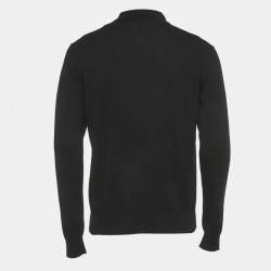 Pre Owned Prada Black Cotton Knit Collared Sweatshirt M