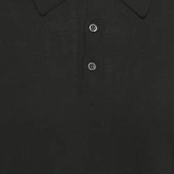 Pre Owned Prada Black Cotton Knit Collared Sweatshirt M