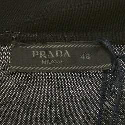 Pre Owned Prada Black Cotton Knit Collared Sweatshirt M