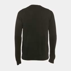 Pre Owned Prada Black Cotton Knit Crewneck Sweatshirt M