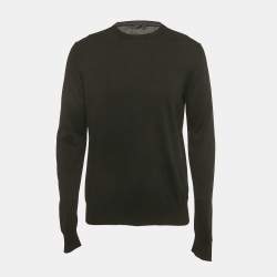 Pre Owned Prada Black Cotton Knit Crewneck Sweatshirt M