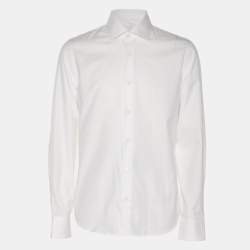 مملوكة مسبقًا Prada White Cotton Button Front Shirt S
