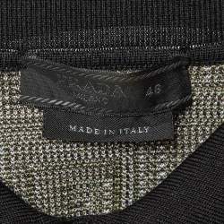 Pre Owned Prada Black/Brown Geometric Pattern Silk & Cotton Polo T-Shirt M
