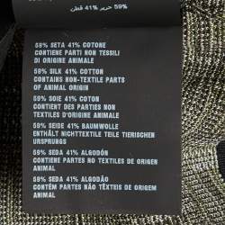 Pre Owned Prada Black/Brown Geometric Pattern Silk & Cotton Polo T-Shirt M