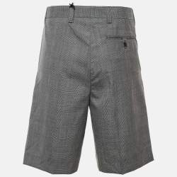 Pre Owned شورت برادا نقش هاوندستوث صوف أسود مقاس وسط - متوسط بحزام خصر 36 بوصة