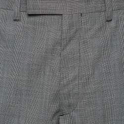 Pre Owned شورت برادا نقش هاوندستوث صوف أسود مقاس وسط - متوسط بحزام خصر 36 بوصة