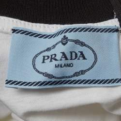 Pre Owned Prada White Jersey Mock Neck T-Shirt S