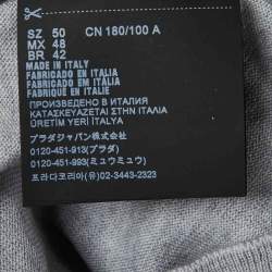 Pre Owned \[\{"name": "Prada Grey Logo Wool & Cashmere Knit Crew Neck Sweater L", "name_ar": "سويتر برادا بشعار رمادي صوف وكشمير بتريكو برقبة دائرية مقاس كبير (لارج)"\}]